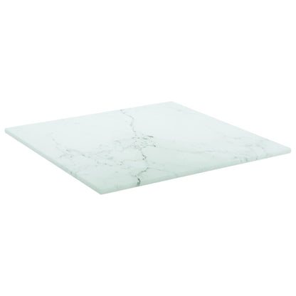 Table Top White 30x30 cm 6 mm Tempered Glass with Marble Design