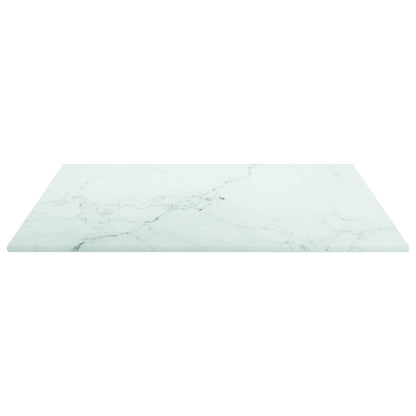 Table Top White 15.7"x15.7" 0.2" Tempered Glass with Marble Design