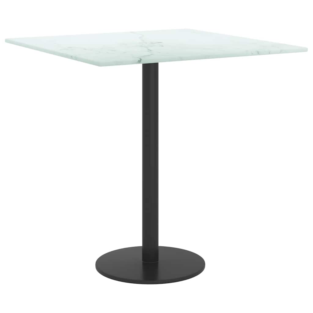 Table Top White 15.7"x15.7" 0.2" Tempered Glass with Marble Design