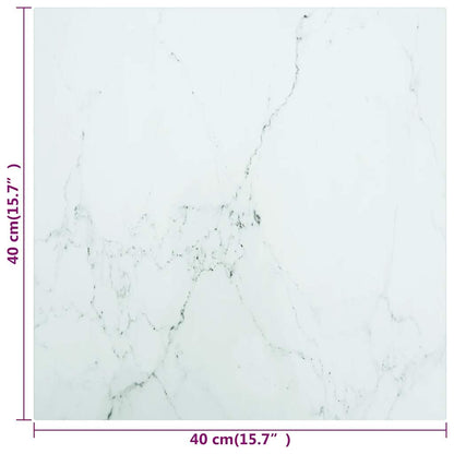 Table Top White 15.7"x15.7" 0.2" Tempered Glass with Marble Design