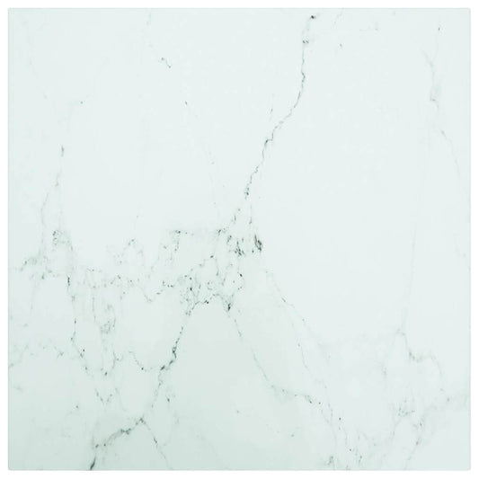 Table Top | White with marble design | Tempered Glass | 50 x 50 cm