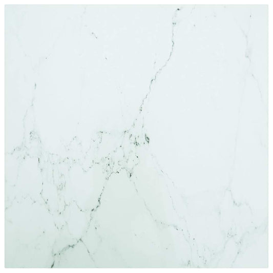 322255 vidaXL Table Top White 60x60 cm 6 mm Tempered Glass with Marble Design
