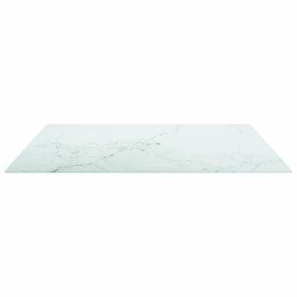 Table Top White 80x80 cm 6 mm Tempered Glass with Marble Design