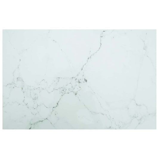 Table Top | White with Marble Design | Tempered Glass | 100x62 cm