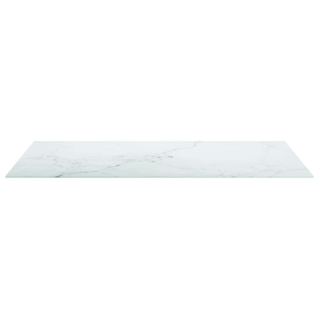 Table Top White 100x62 cm 8mm Tempered Glass with Marble Design