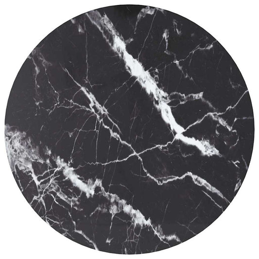 Table Top | Black with marble design | Tempered glass | Ø60x0.8 cm
