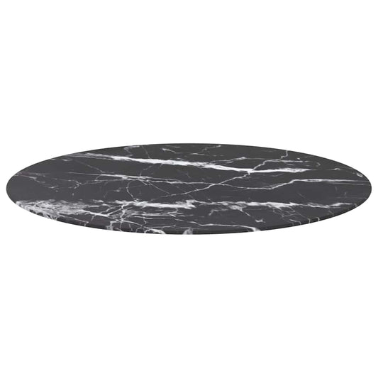 Table Top | Black | Tempered glass | 90 cm | Decorative Inlays