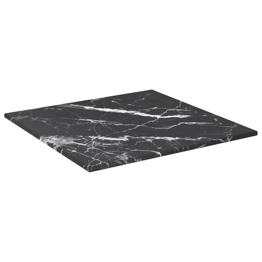 Table Top | Black with marble design | Tempered glass | Small | Durable