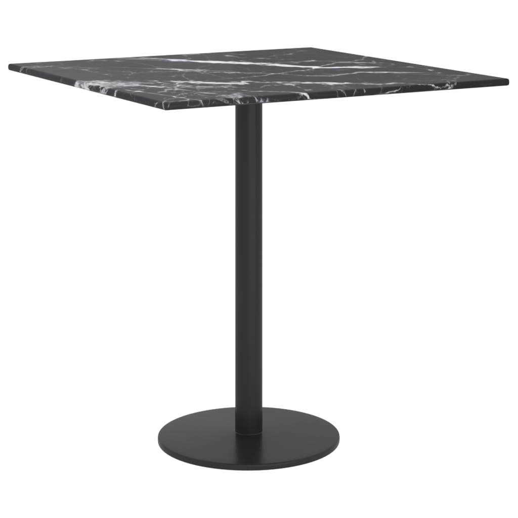 Table Top Black 40x40 cm 6 mm Tempered Glass with Marble Design