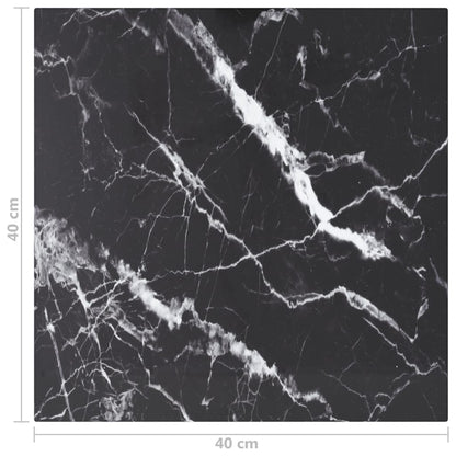 Table Top Black 40x40 cm 6 mm Tempered Glass with Marble Design