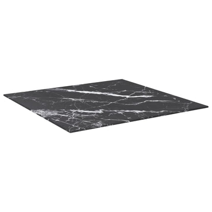 Table Top Black with White Marble Design Tempered Glass