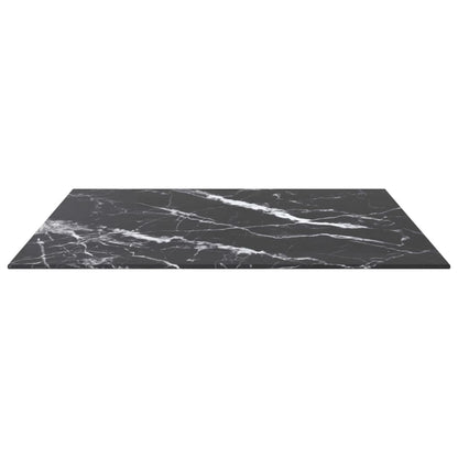 Table Top Black with White Marble Design Tempered Glass