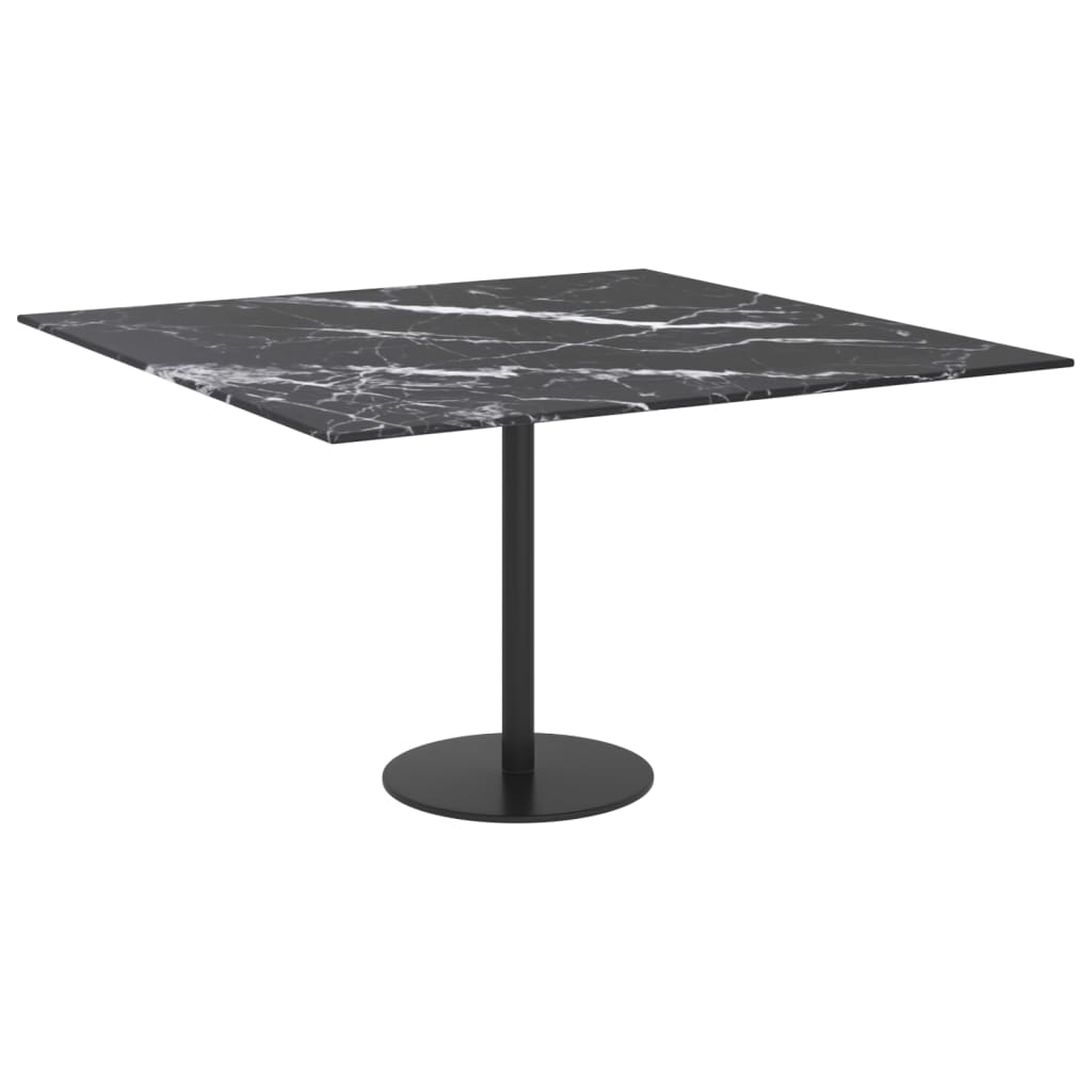 Table Top Black with White Marble Design Tempered Glass