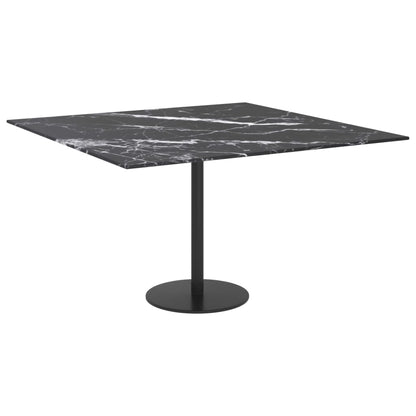 Table Top Black with White Marble Design Tempered Glass