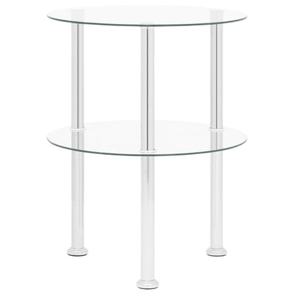 2-Tier Side Table Transparent 38 cm Tempered Glass