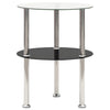 2-Tier Side Table Transparent & Black 38 cm Tempered Glass