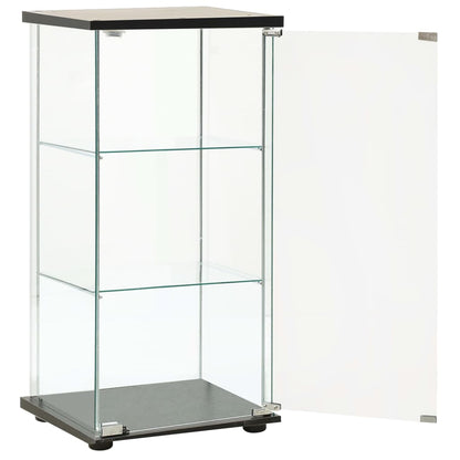 Storage Cabinet | Black and Clear | Toughened Glass and Engineered Wood