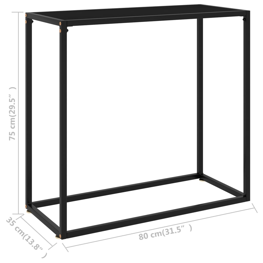 Console Table Black 31.5"x13.8"x29.5" Tempered Glass