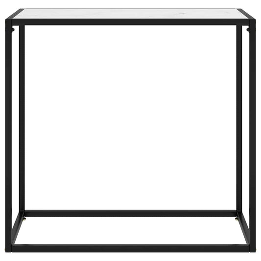 Console Table White 80x35x75 cm Tempered Glass