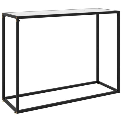 Console Table | White and Black | Tempered Glass, Powder-Coated Steel