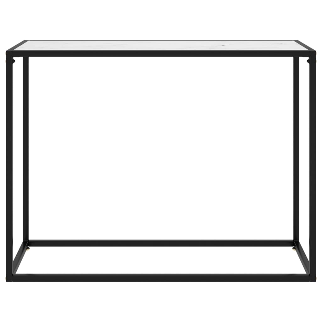Console Table | White and Black | Tempered Glass, Powder-Coated Steel