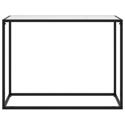 Console Table | White and Black | Tempered Glass, Powder-Coated Steel