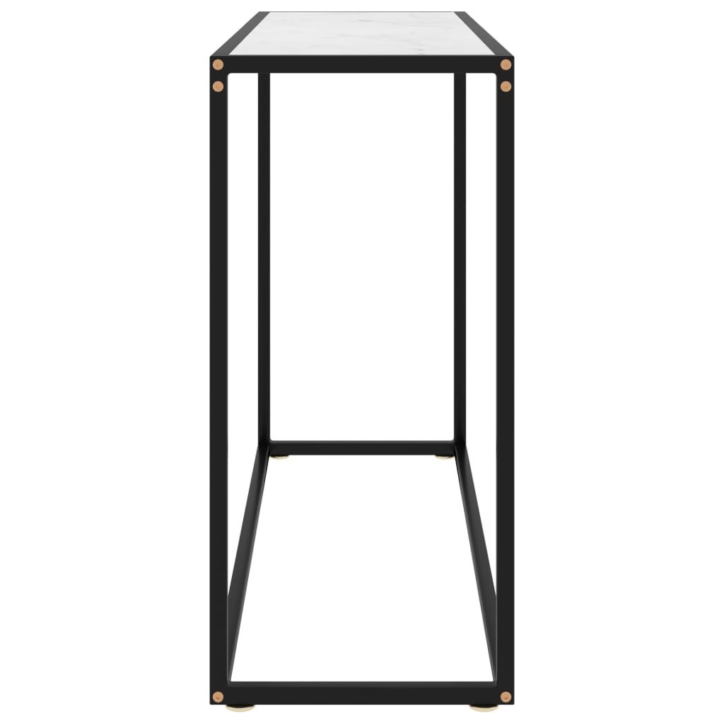Console Table | White and Black | Tempered Glass, Powder-Coated Steel