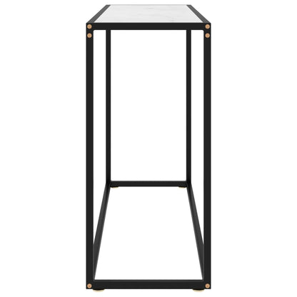 Console Table | White and Black | Tempered Glass, Powder-Coated Steel