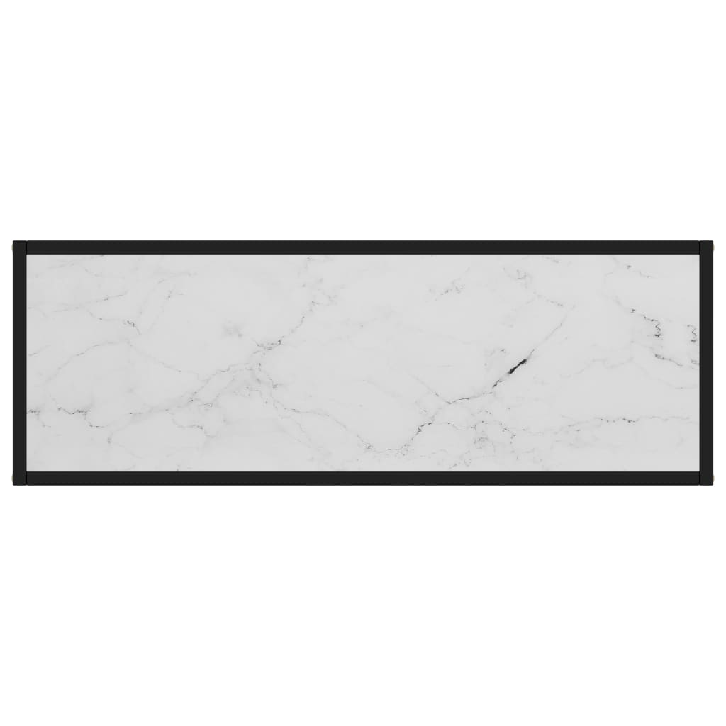 Console Table | White and Black | Tempered Glass, Powder-Coated Steel