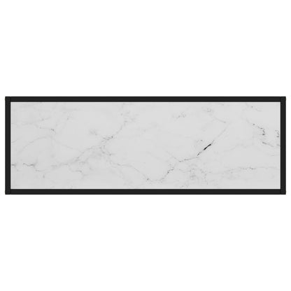 Console Table | White and Black | Tempered Glass, Powder-Coated Steel