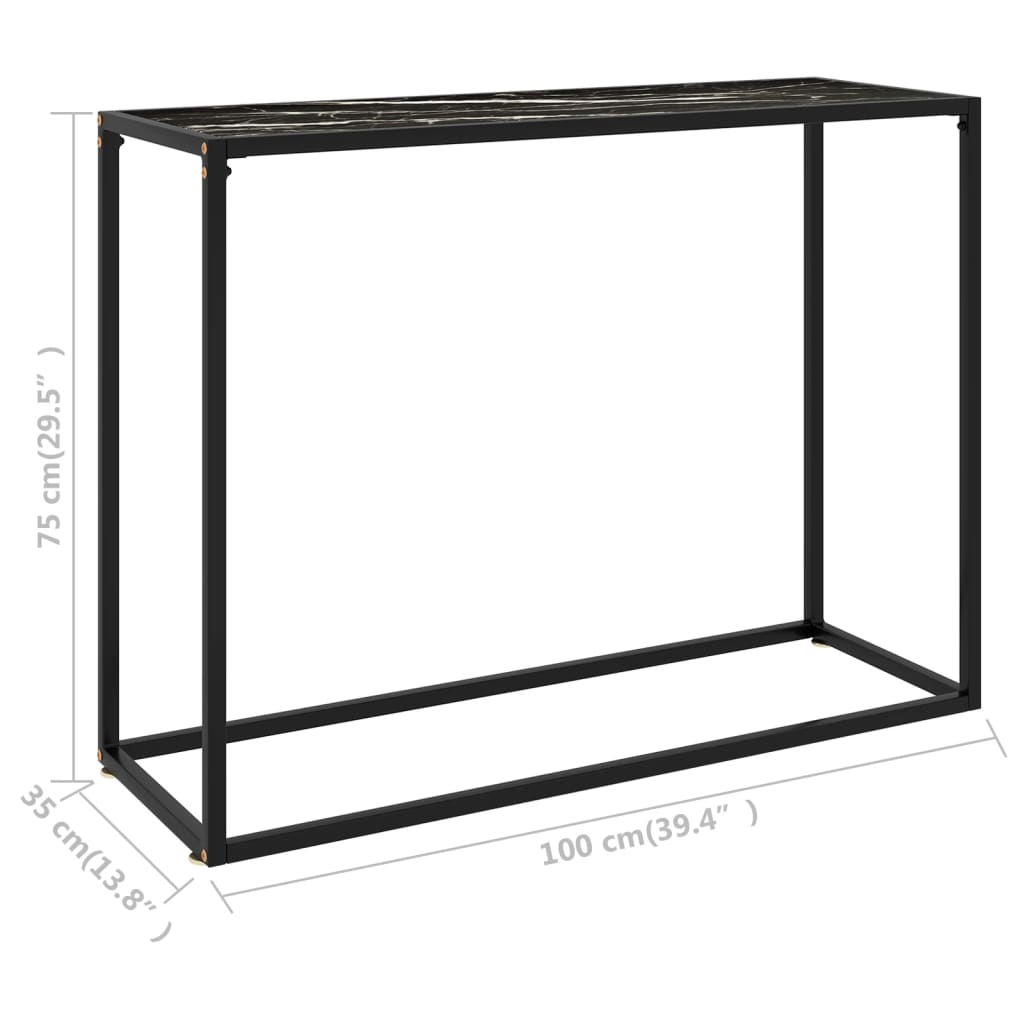 Console Table | Black | Tempered glass | 100 cm x 35 cm x 75 cm