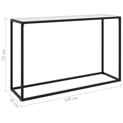 Console Table | White | Tempered Glass | 120 x 35 x 75 cm | Minimalist