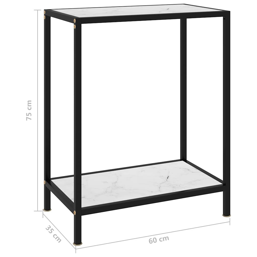 322829 vidaXL Console Table White 60x35x75 cm Tempered Glass