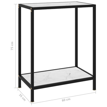 322829 vidaXL Console Table White 60x35x75 cm Tempered Glass
