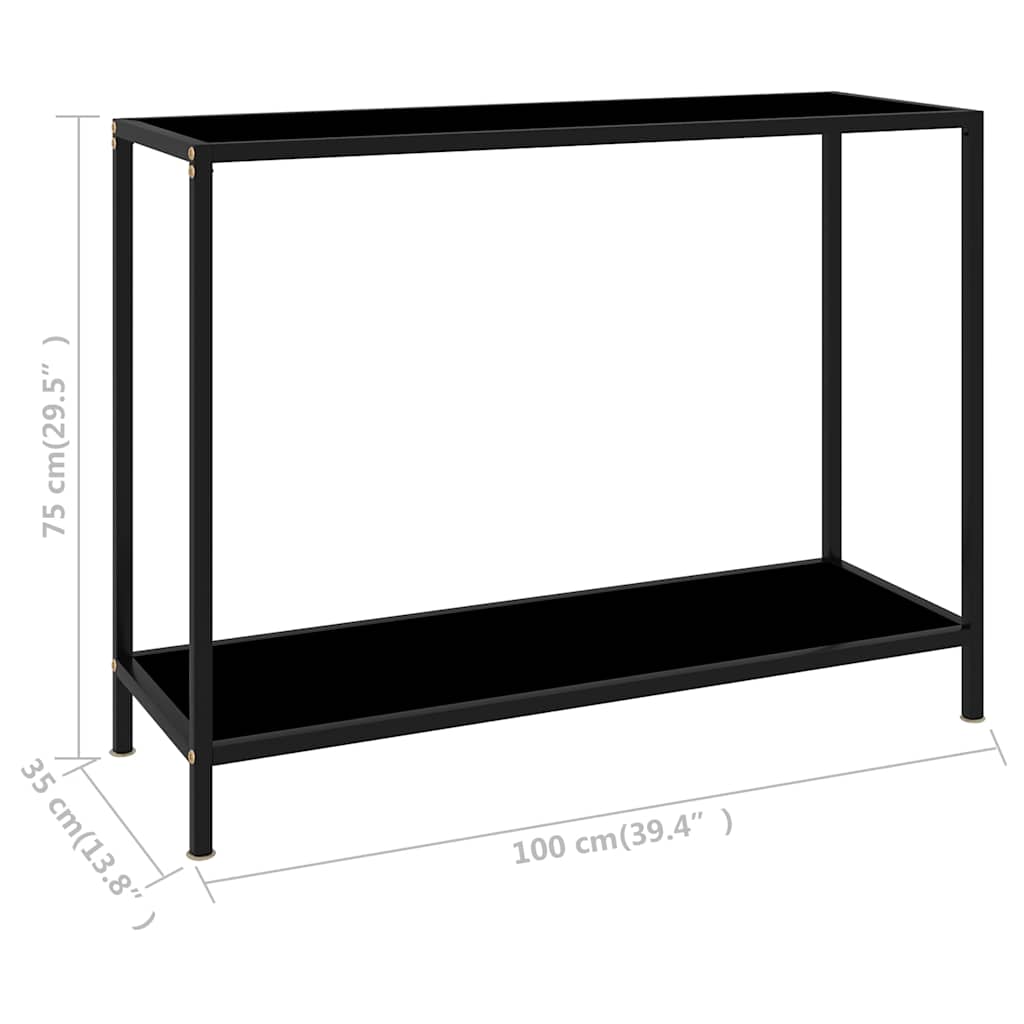 Console Table | Black | Tempered Glass, Powder-Coated Steel
