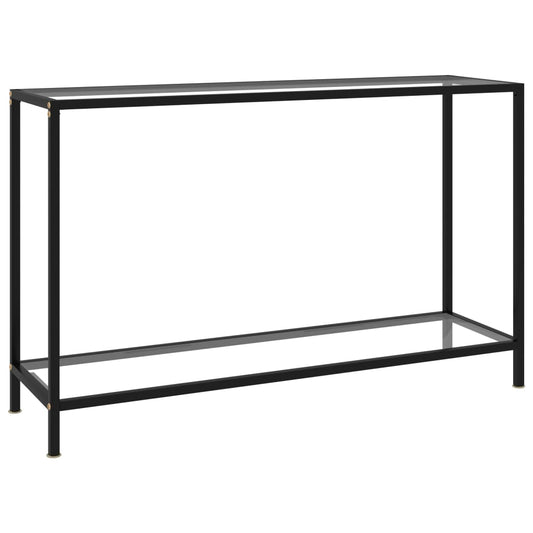 Console Table | Clear and Black | Tempered Glass, Powder-Coated Steel