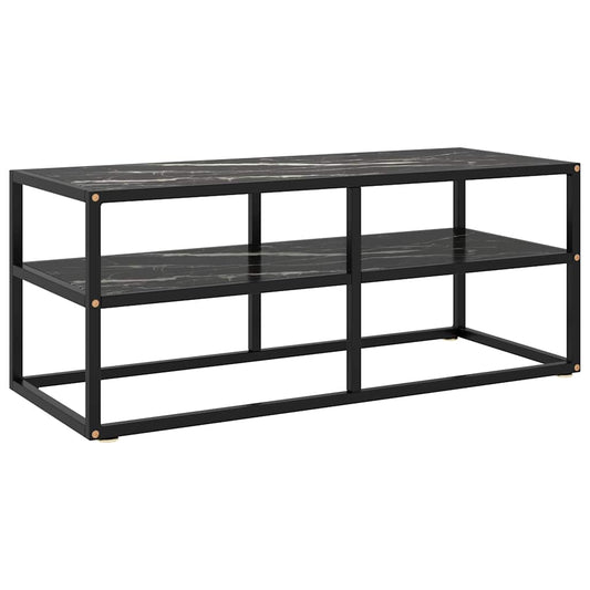 Tv Cabinet | Black | Tempered Glass, Powder-Coated Steel | Medium
