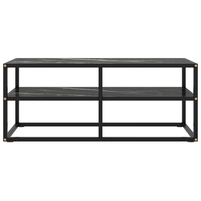 TV Cabinet Black with Black Marble Glass 100x40x40 cm