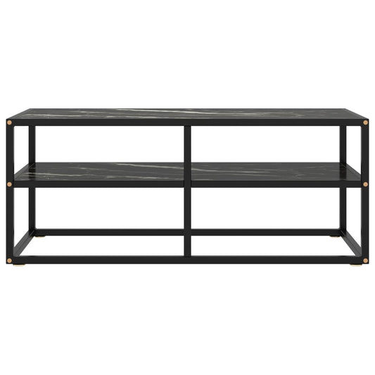 Tv Cabinet | Black | Tempered Glass, Powder-Coated Steel | Medium