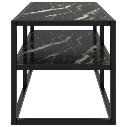 TV Cabinet Black with Black Marble Glass 100x40x40 cm