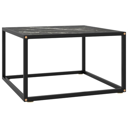 Coffee Table Black with Black Marble Glass 60x60x35 cm