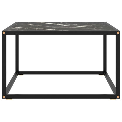 Coffee Table Black with Black Marble Glass 60x60x35 cm