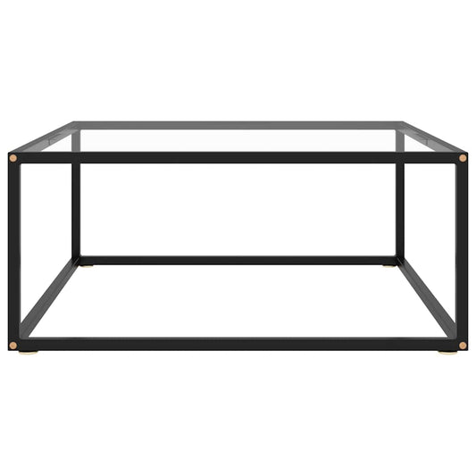 Coffee Table Black with Tempered Glass 80x80x35 cm