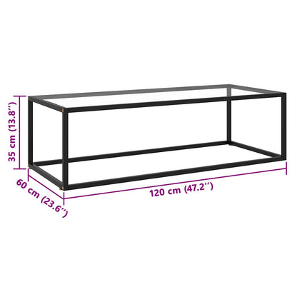 Coffee Table Black with Tempered Glass 120x60x35 cm