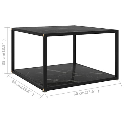 Coffee Table | Black | Tempered Glass | 60x60x35 cm | Square
