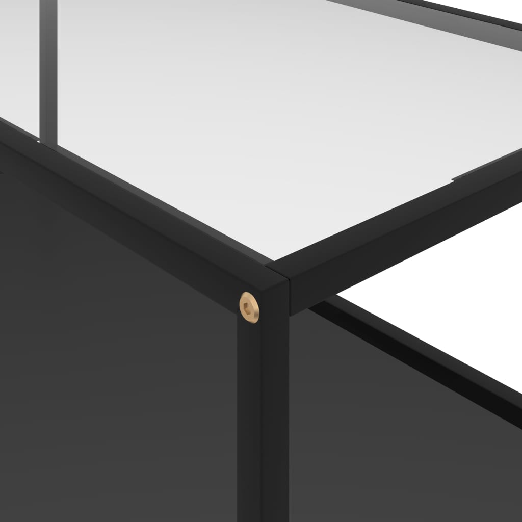 Coffee Table Transparent and Black 100x50x35 cm Tempered Glass