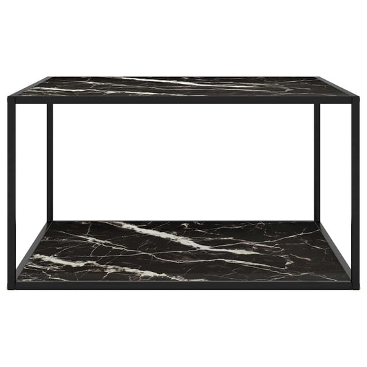 322914 vidaXL Coffee Table Black with Black Marble Glass 90x90x50 cm
