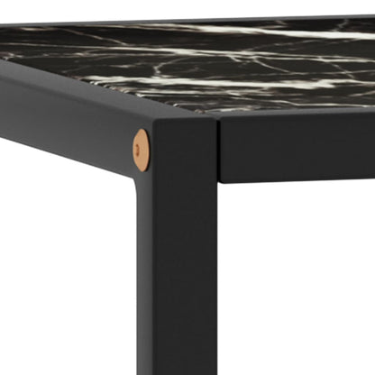 Coffee Table Black with Black Marble Glass 90x90x50 cm