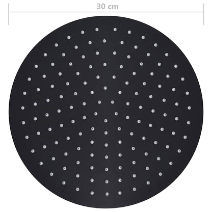 Rain Shower Head Stainless Steel 30 cm Round Black