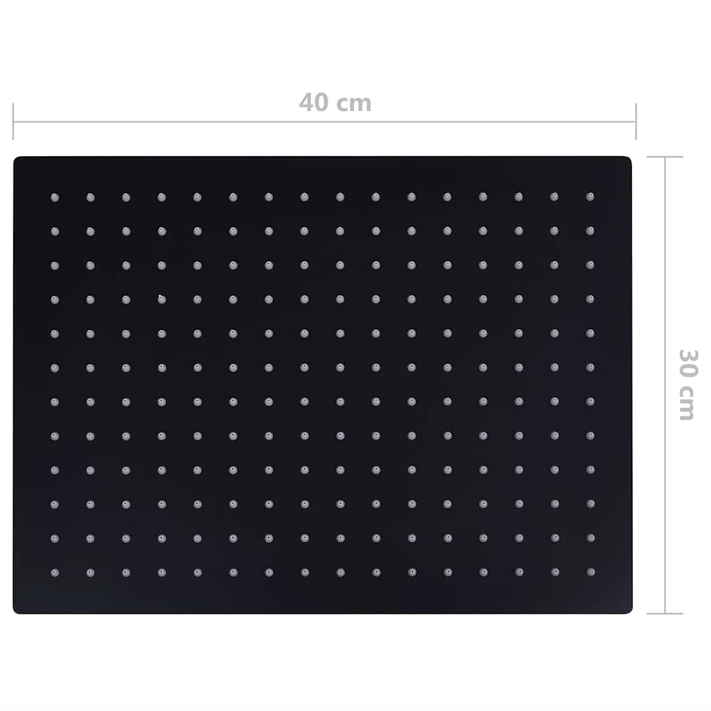 Rain Shower Head Stainless Steel 40x30 cm Rectangular Black
